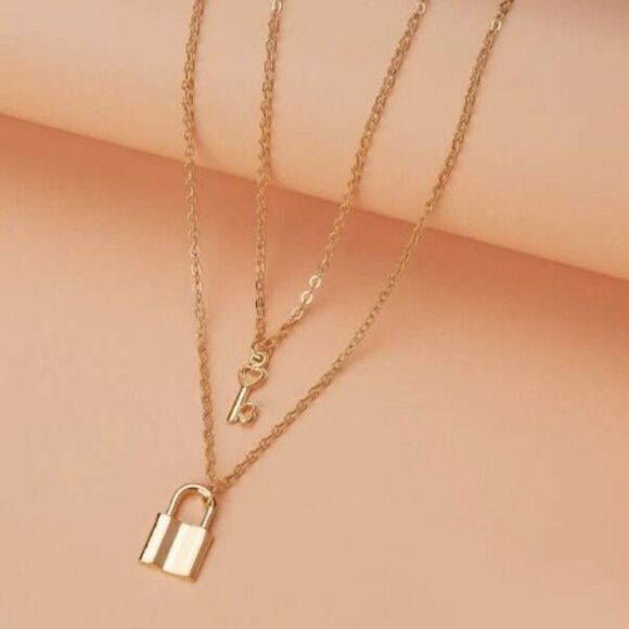 GOLD PLATED HEART KEY & LOCK UNISEX PENDANT NECKLACE WITH INSPIRATIONAL CARD - Picture 4 of 10